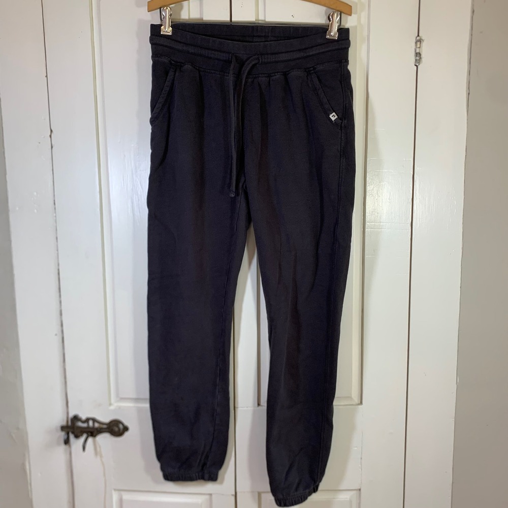 Pact Organic Cotton Jogger Sweatpants Black Drawstring Small Sporty Gym Gorpcore